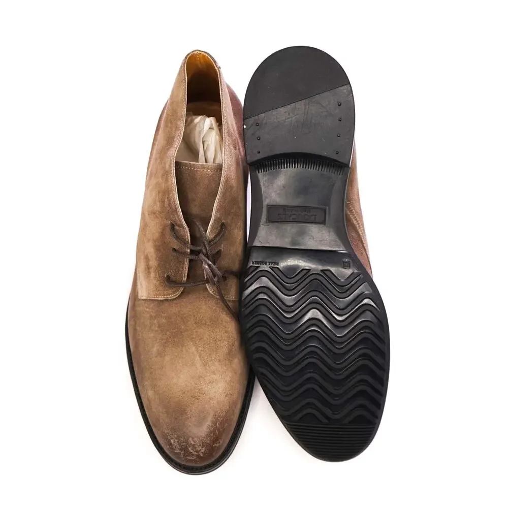 $975 DOUCAL'S - Tan Suede Distressed Chukka Boots - US 10 (43EU)